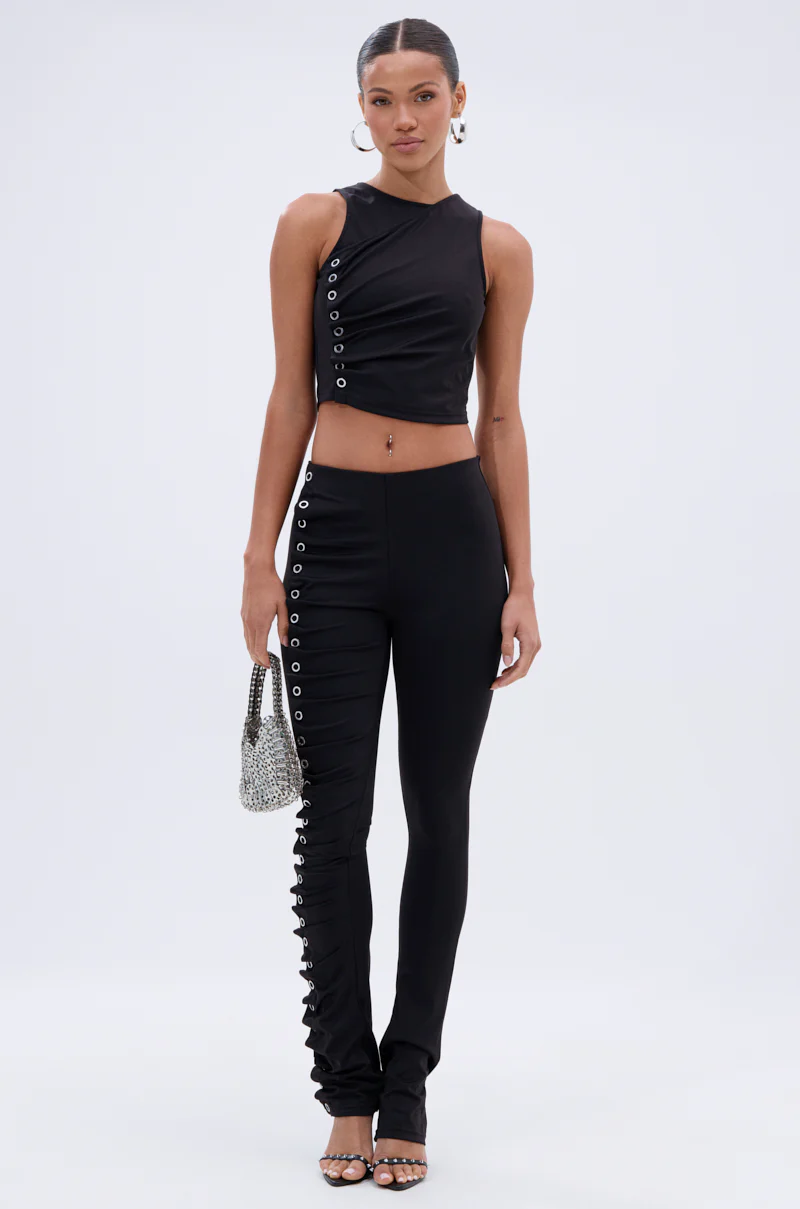 GROMMET DETAIL RUCHED PANT