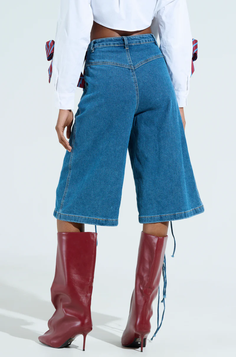 GRUNGE ROSE DENIM BERMUDA SHORTS - Image 3