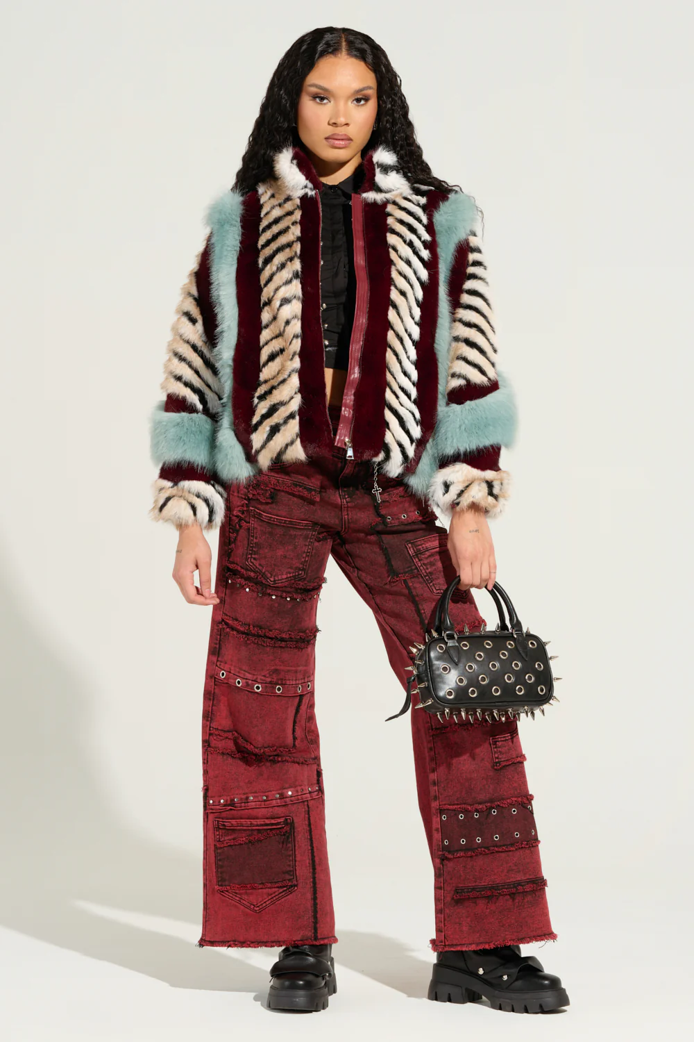 GRUNGY ATTITUDE MINERAL WASH RED WIDE LEG DENIM - Image 6