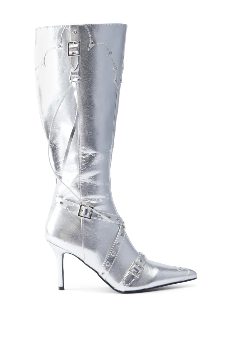 GUNNER SILVER STILETTO BOOT - Image 6