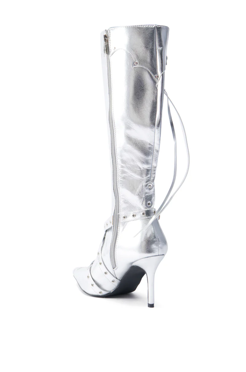 GUNNER SILVER STILETTO BOOT - Image 8