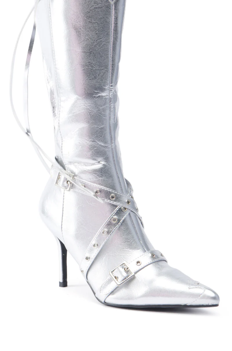 GUNNER SILVER STILETTO BOOT - Image 9