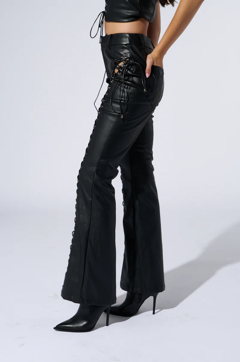 H-TOWN HOTTIE FAUX LEATHER LACE UP PANT - Image 3