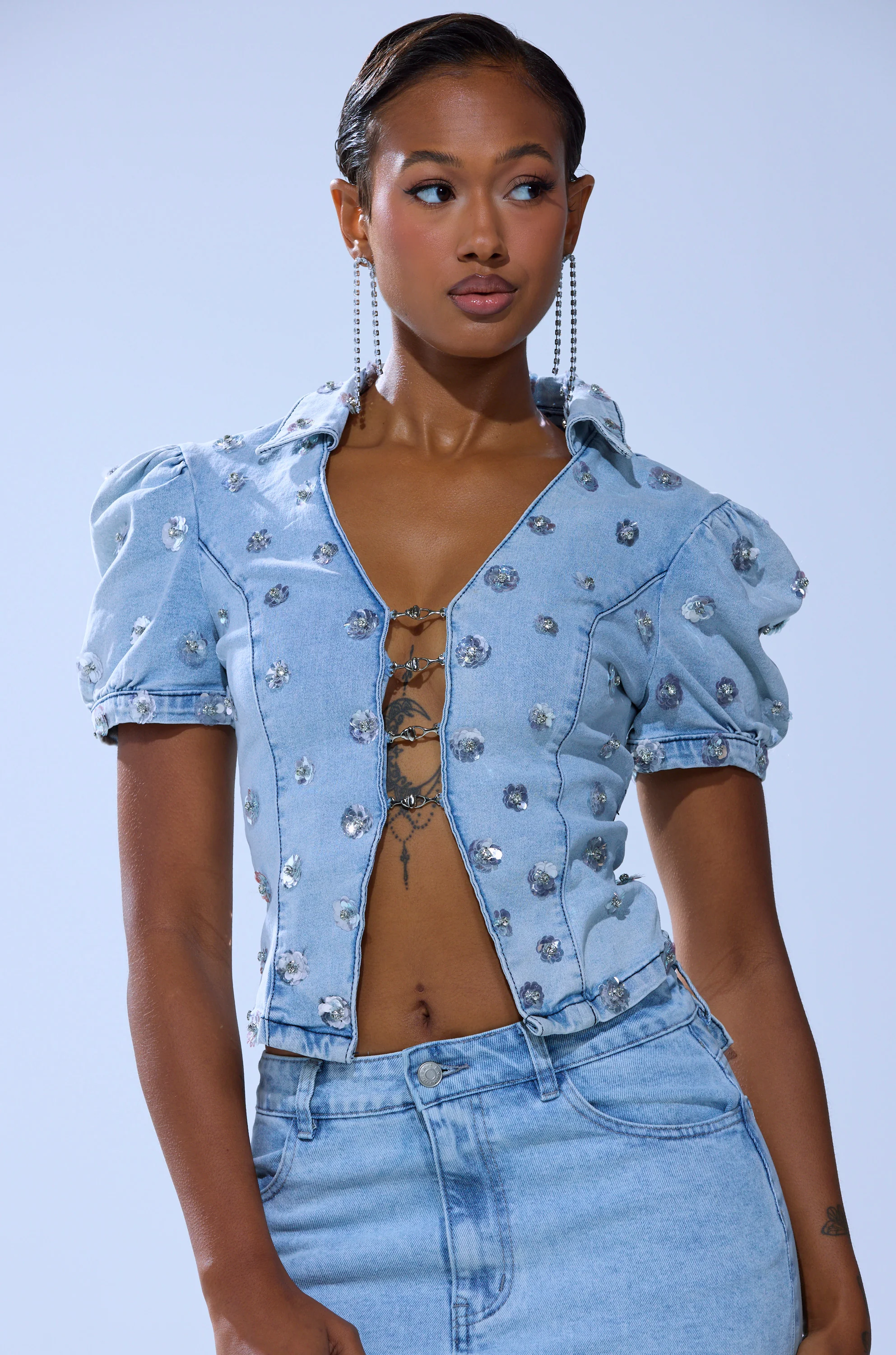 HALEY EMBELLISHED SEQUIN BLOUSE - Image 2
