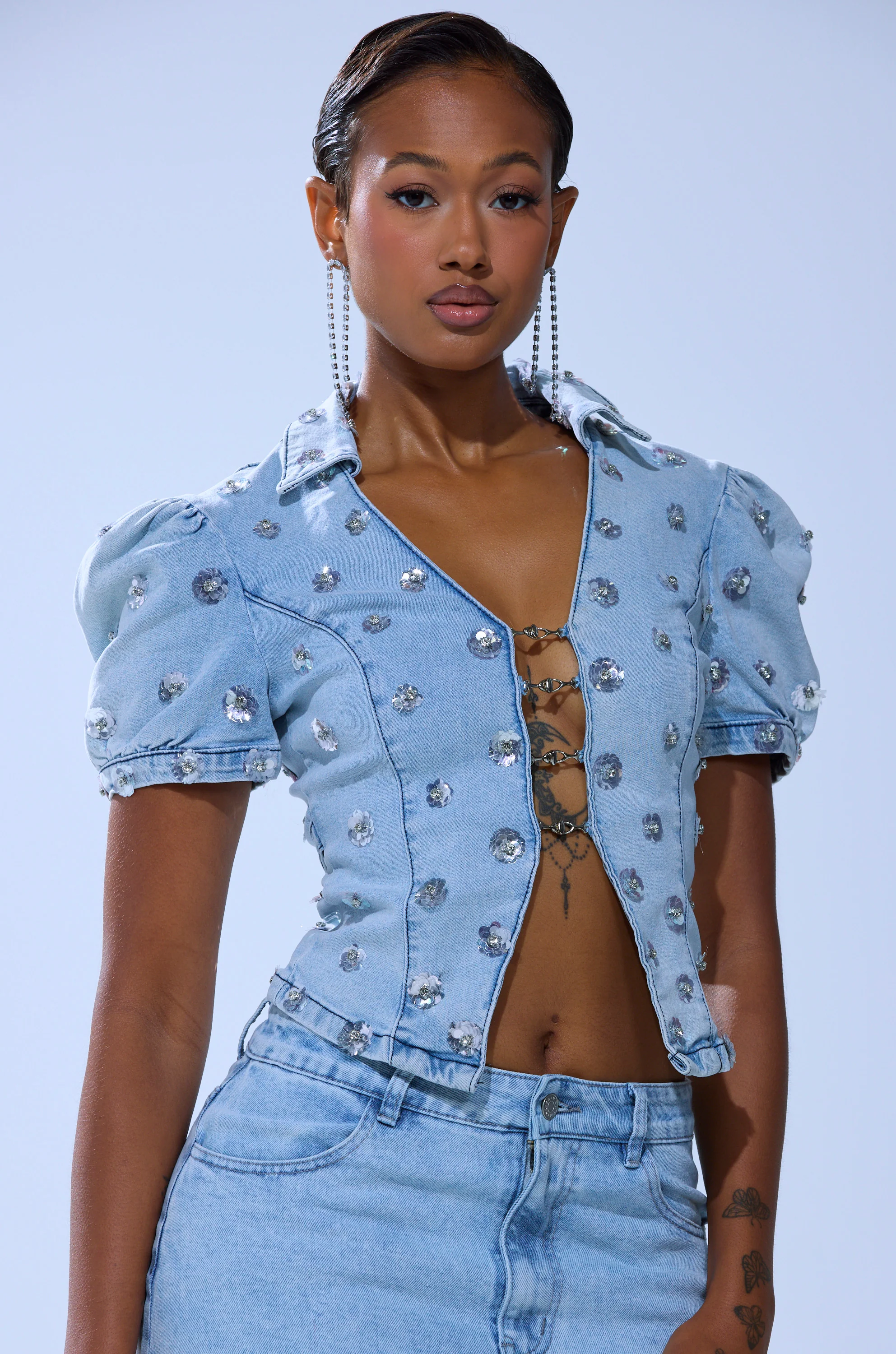HALEY EMBELLISHED SEQUIN BLOUSE - Image 3