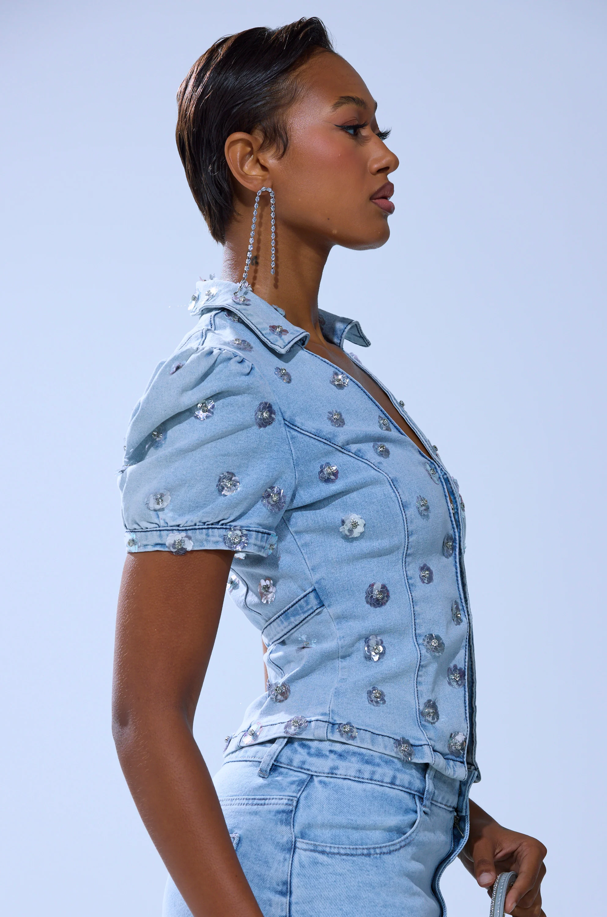 HALEY EMBELLISHED SEQUIN BLOUSE - Image 4
