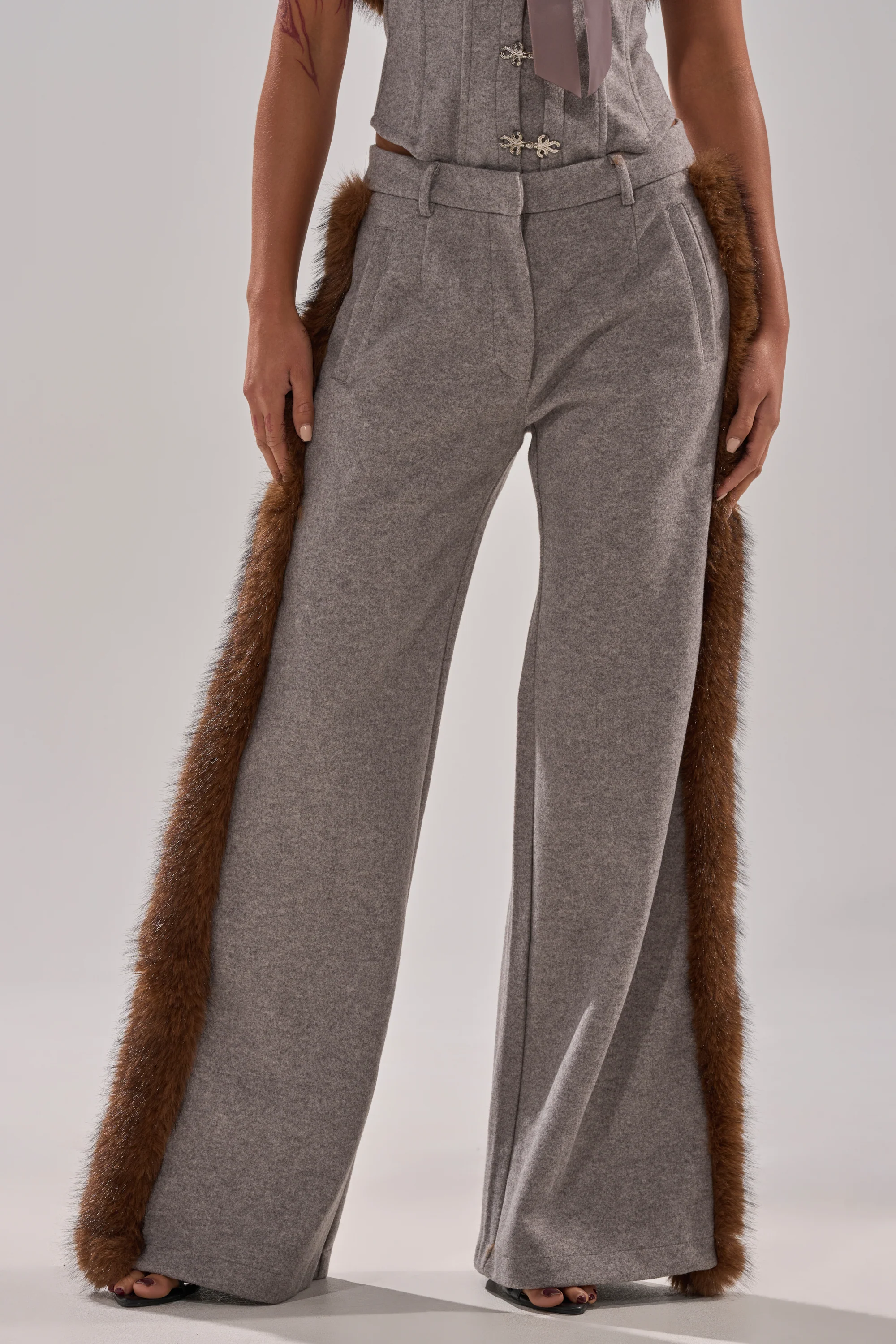 HALLE FUR TRIM WIDE LEG PANT - Image 2