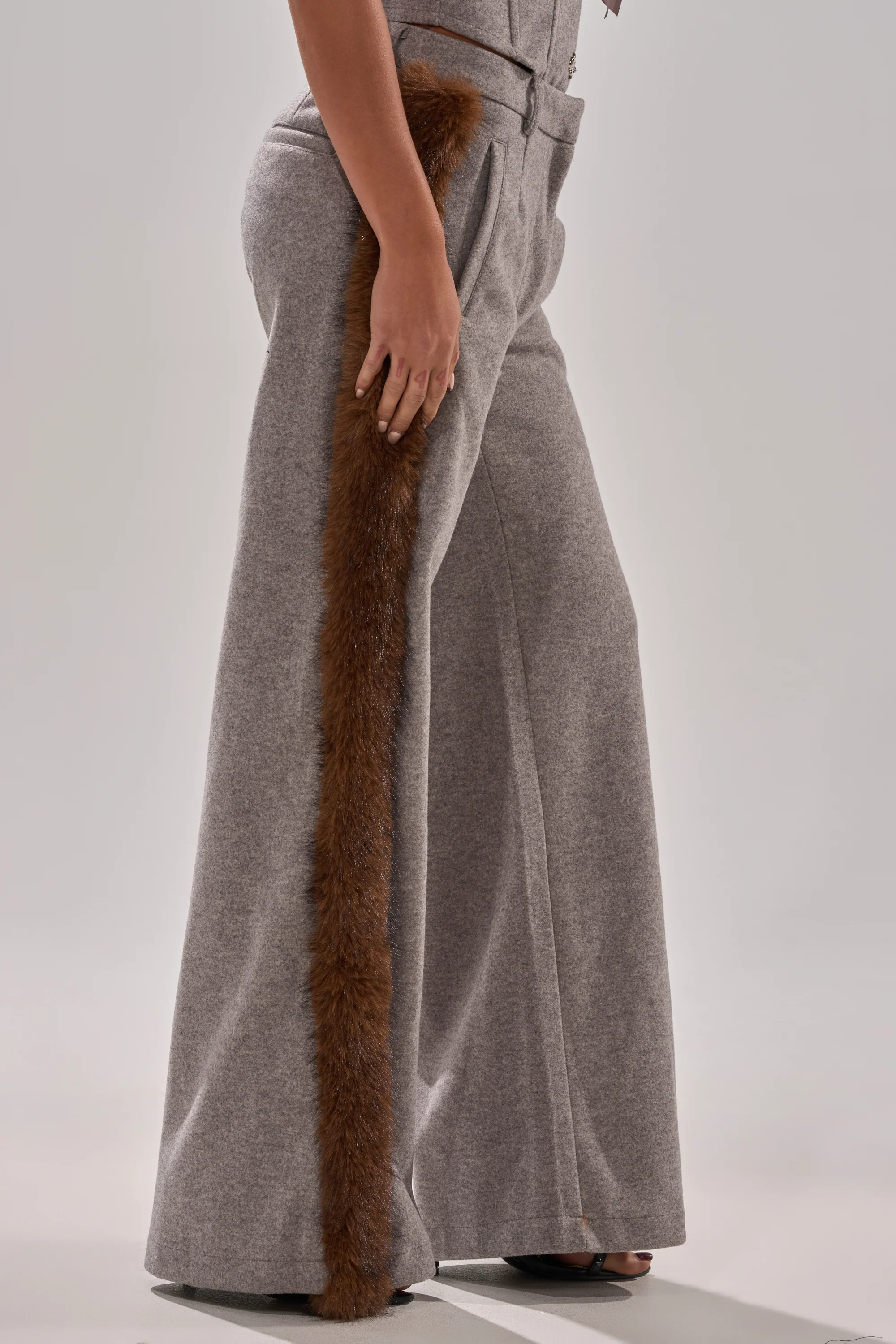HALLE FUR TRIM WIDE LEG PANT - Image 3