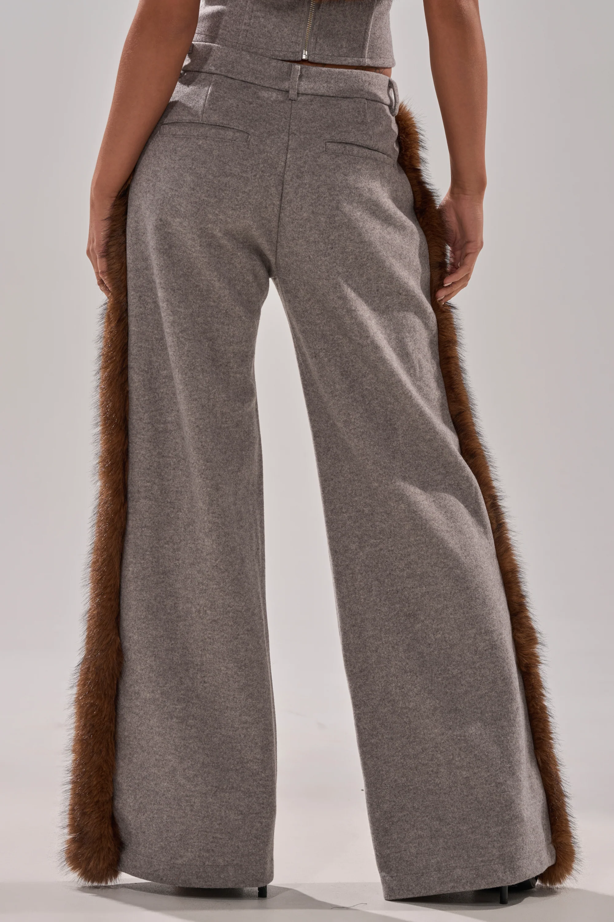 HALLE FUR TRIM WIDE LEG PANT - Image 4