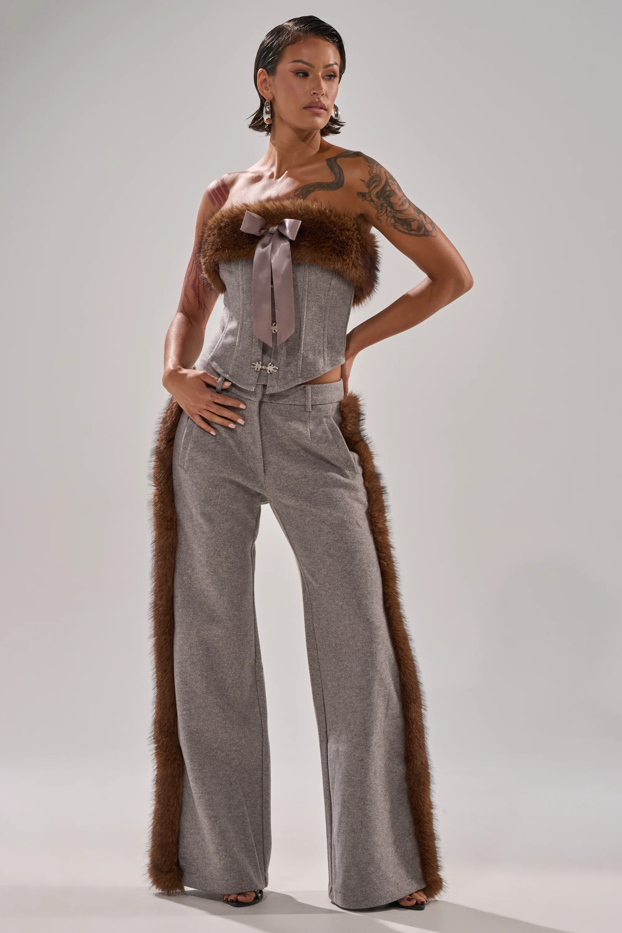 HALLE FUR TRIM WIDE LEG PANT - Image 5