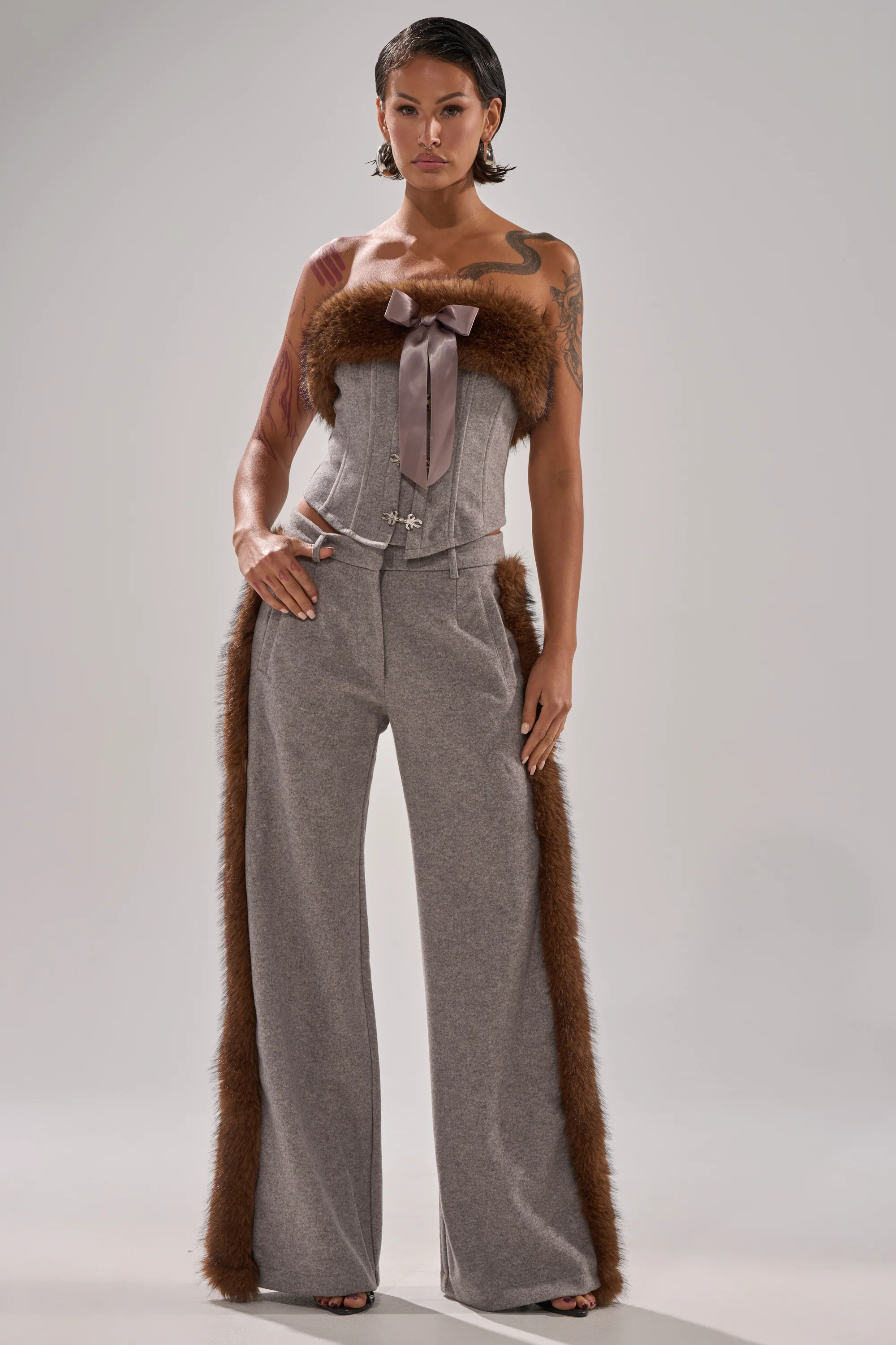 HALLE FUR TRIM WIDE LEG PANT - Image 6
