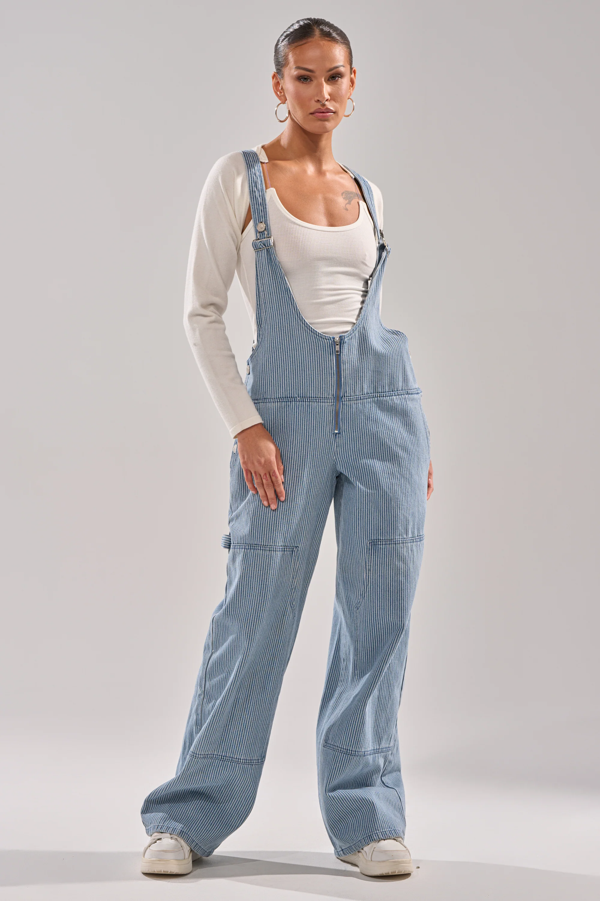 HAMPTONS STRIPED CARPENTER OVERALLS - Image 2