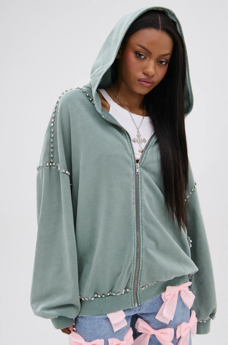 HAND MADE ZIP UP SWEATSHIRT - Image 2