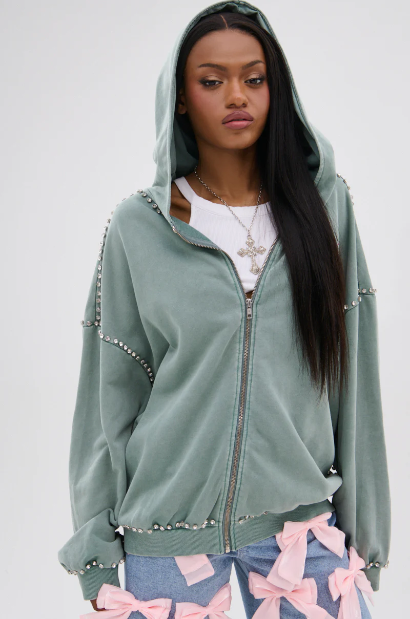 HAND MADE ZIP UP SWEATSHIRT - Image 4