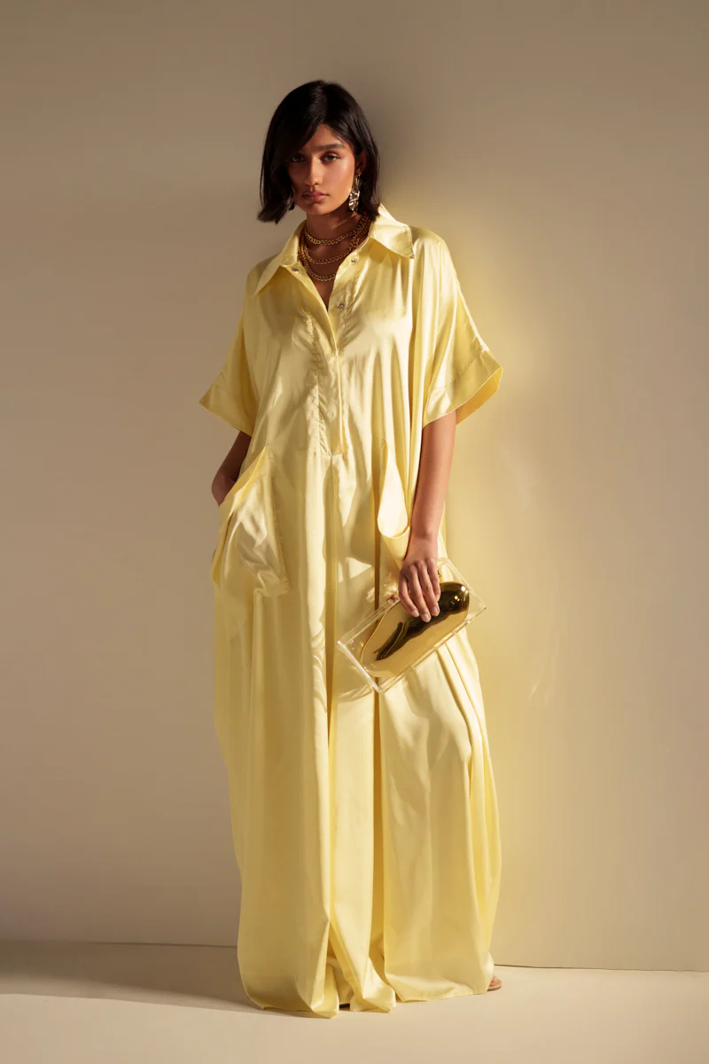 HAPPY HOUR SATIN JUMPSUIT IN YELLOW - Image 2