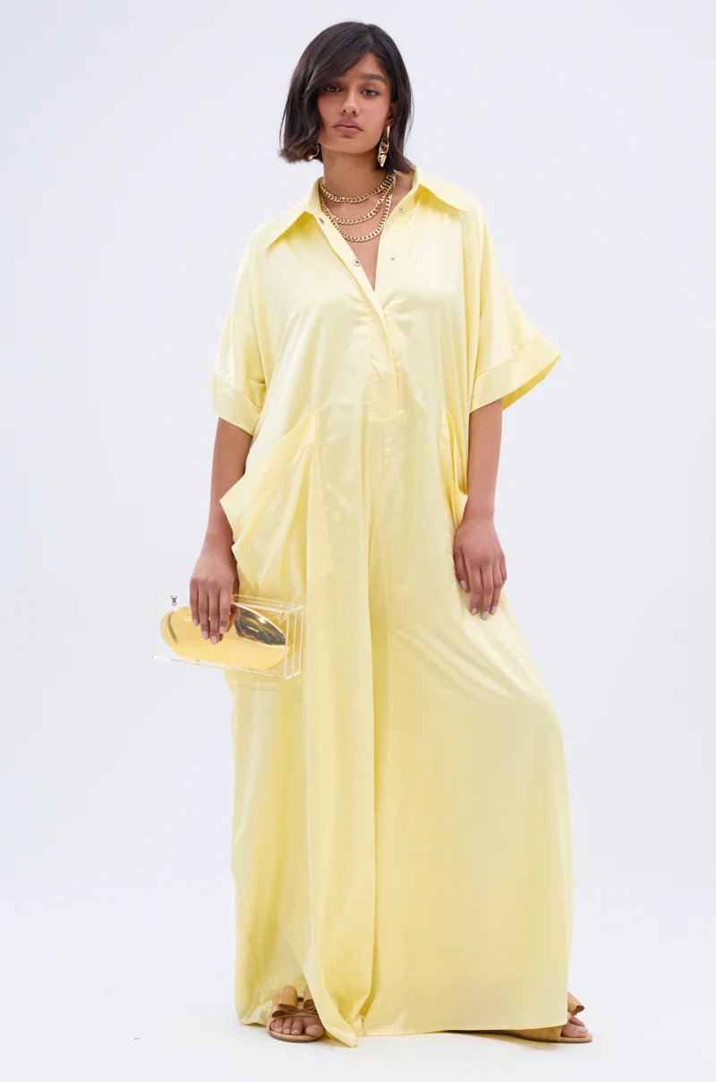 HAPPY HOUR SATIN JUMPSUIT IN YELLOW - Image 3