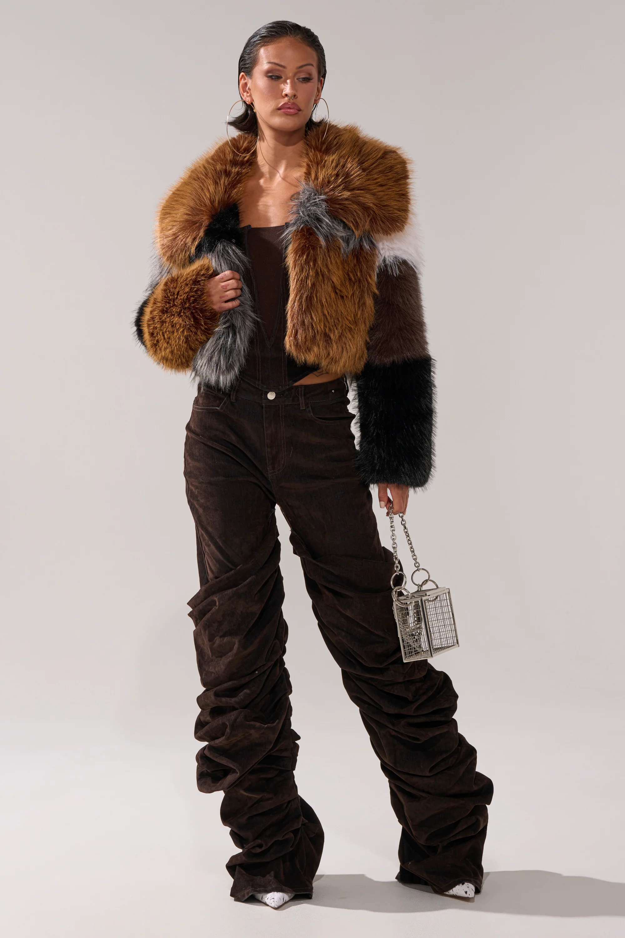 HAZEL PATCHWORK FAUX FUR COAT - Image 10