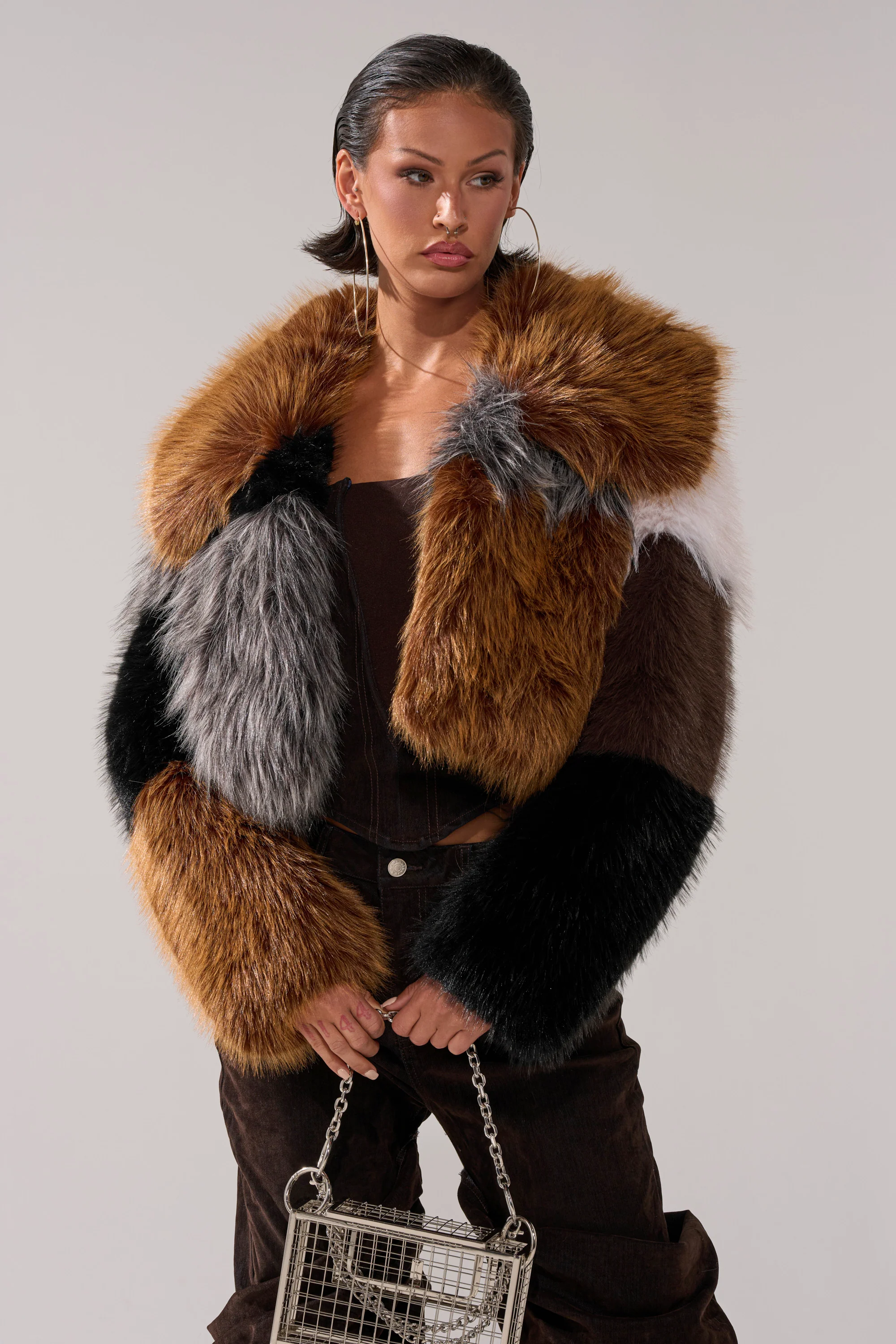 HAZEL PATCHWORK FAUX FUR COAT - Image 2