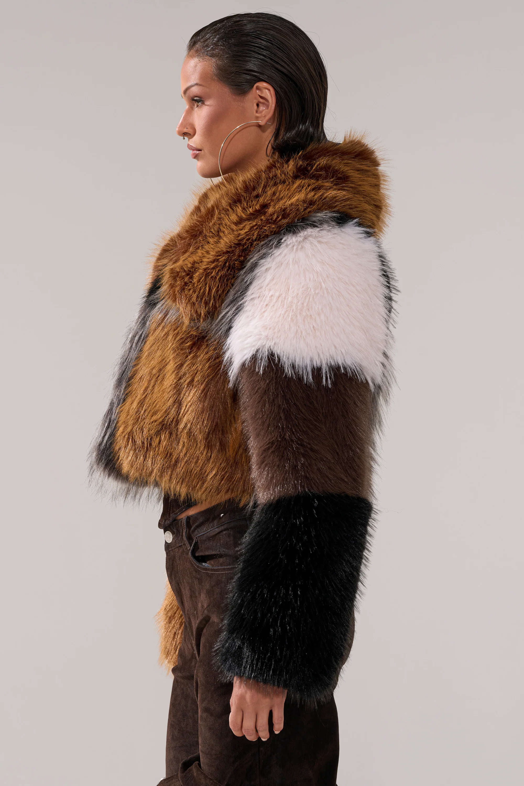 HAZEL PATCHWORK FAUX FUR COAT - Image 6