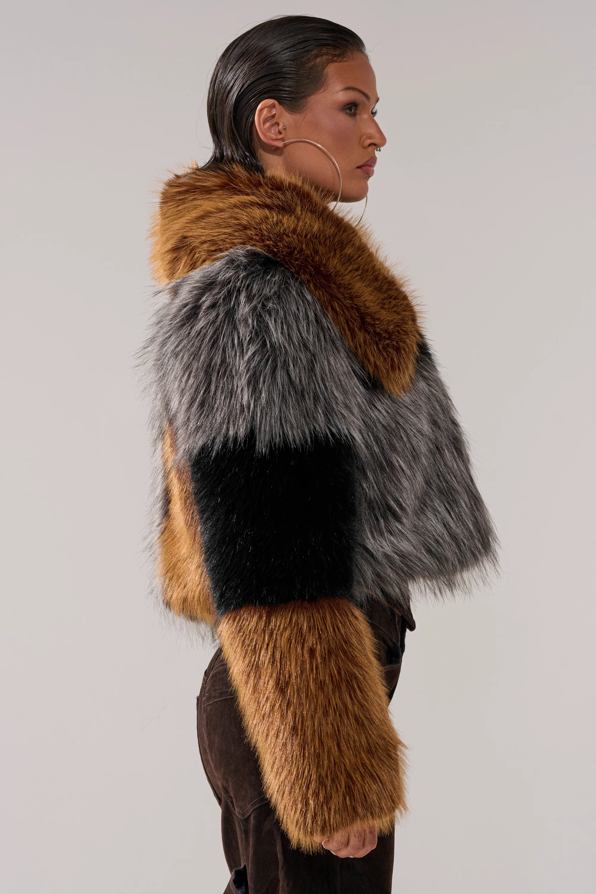 HAZEL PATCHWORK FAUX FUR COAT - Image 7