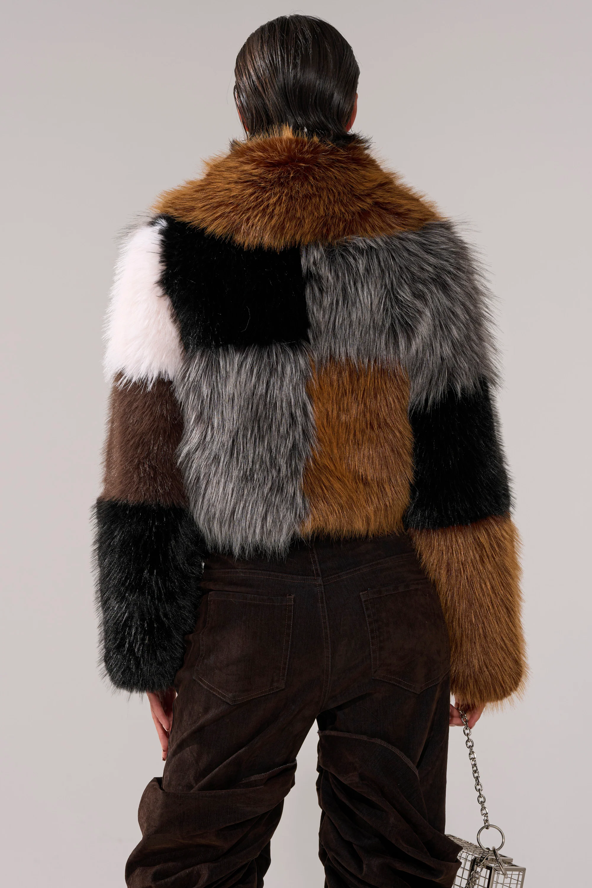 HAZEL PATCHWORK FAUX FUR COAT - Image 8