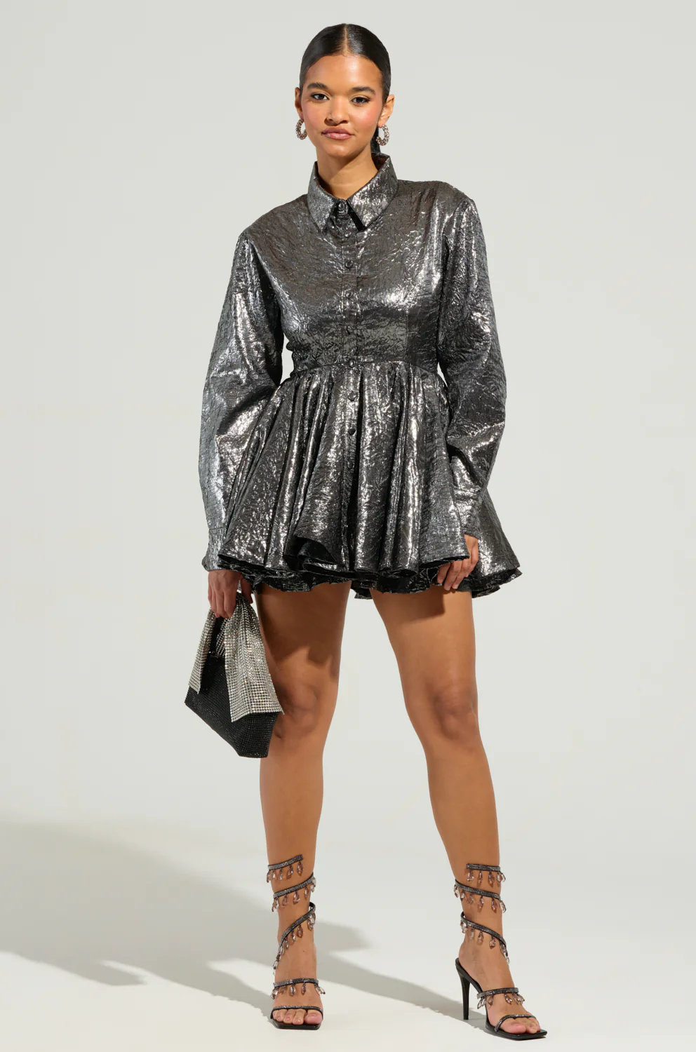 THE IT GIRL SILVER METALLIC MINI DRESS - Image 6