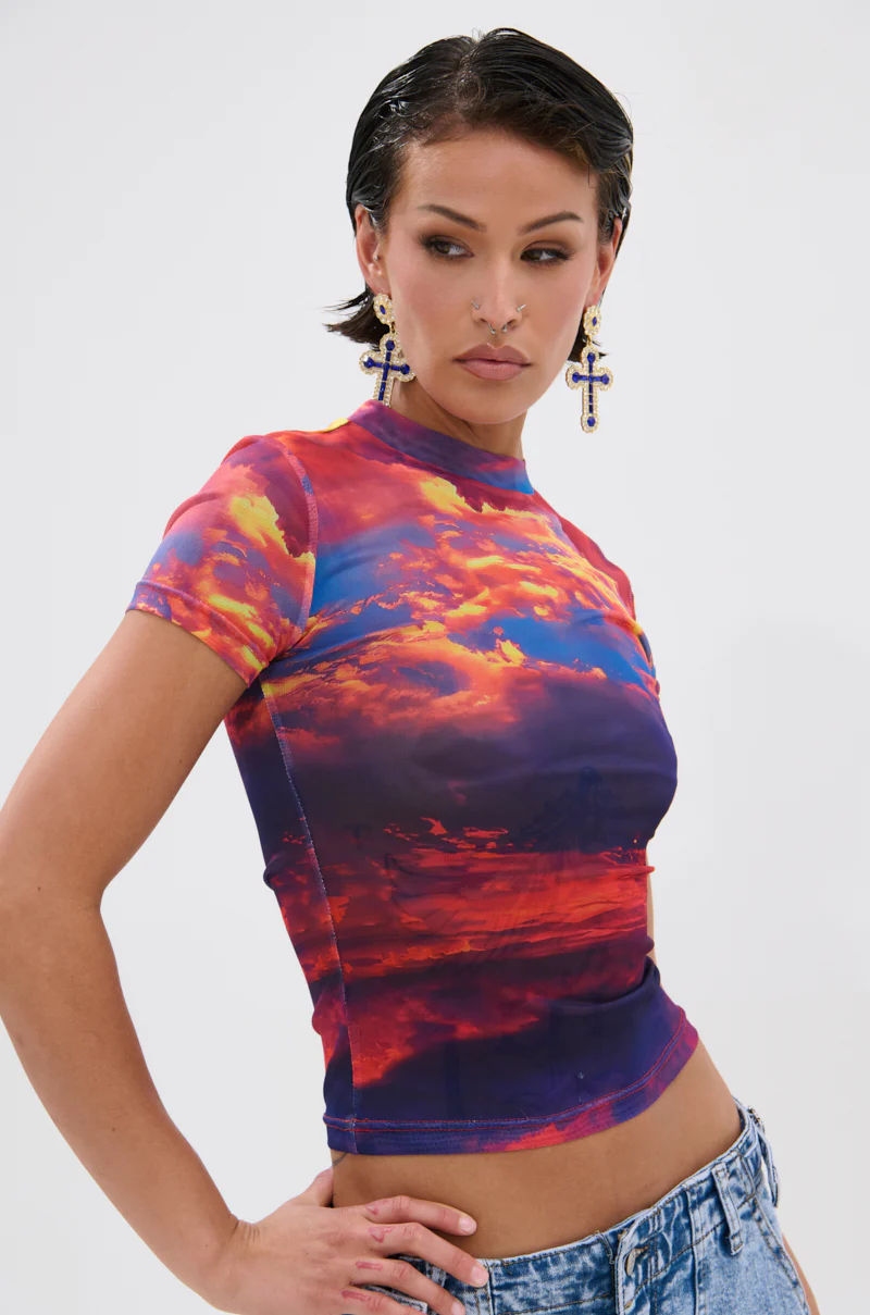 HEAD IN THE CLOUDS MESH SHORT SLEEVE TEE - Image 2
