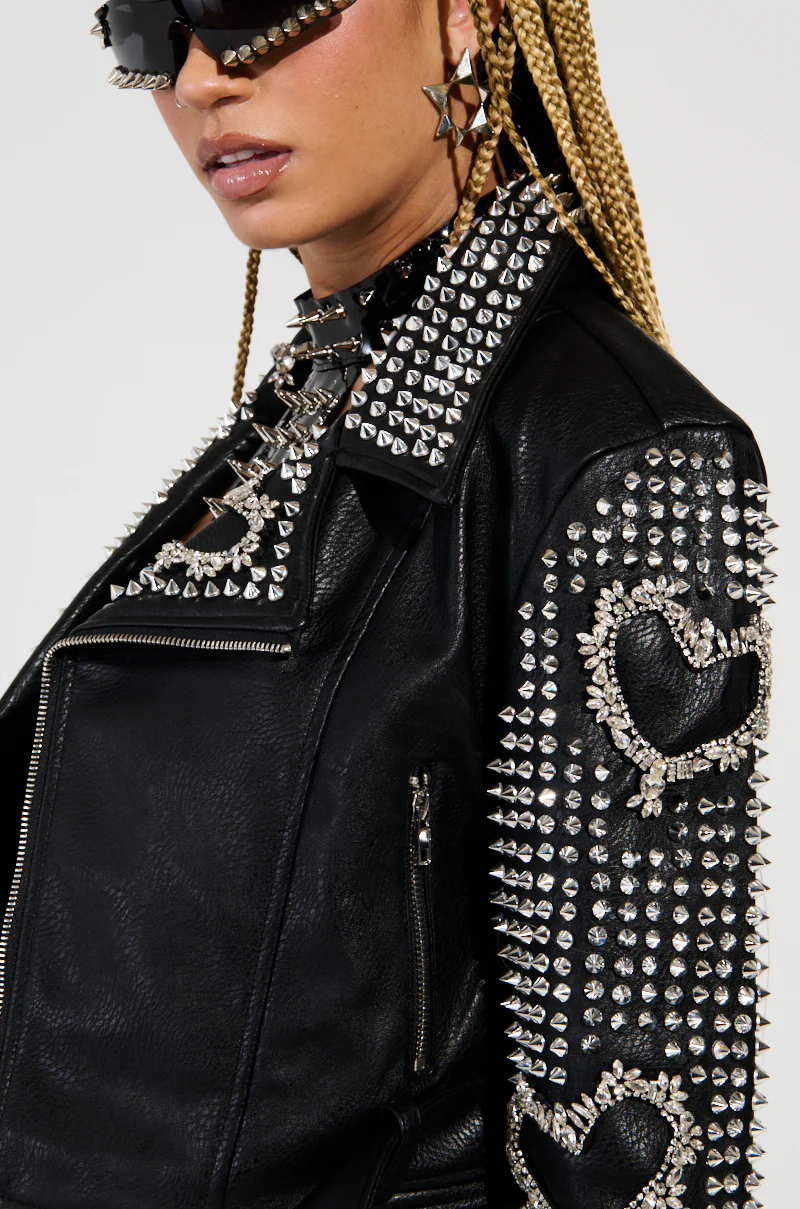HEARTBREAK PART II EMBELLISHED MOTO IN BLACK - Image 8