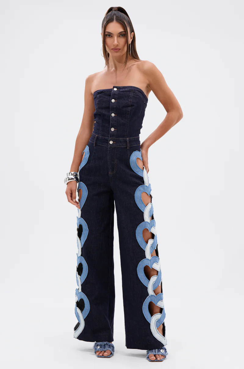 HEART EYES FOR YOU DENIM JUMPSUIT - Image 2