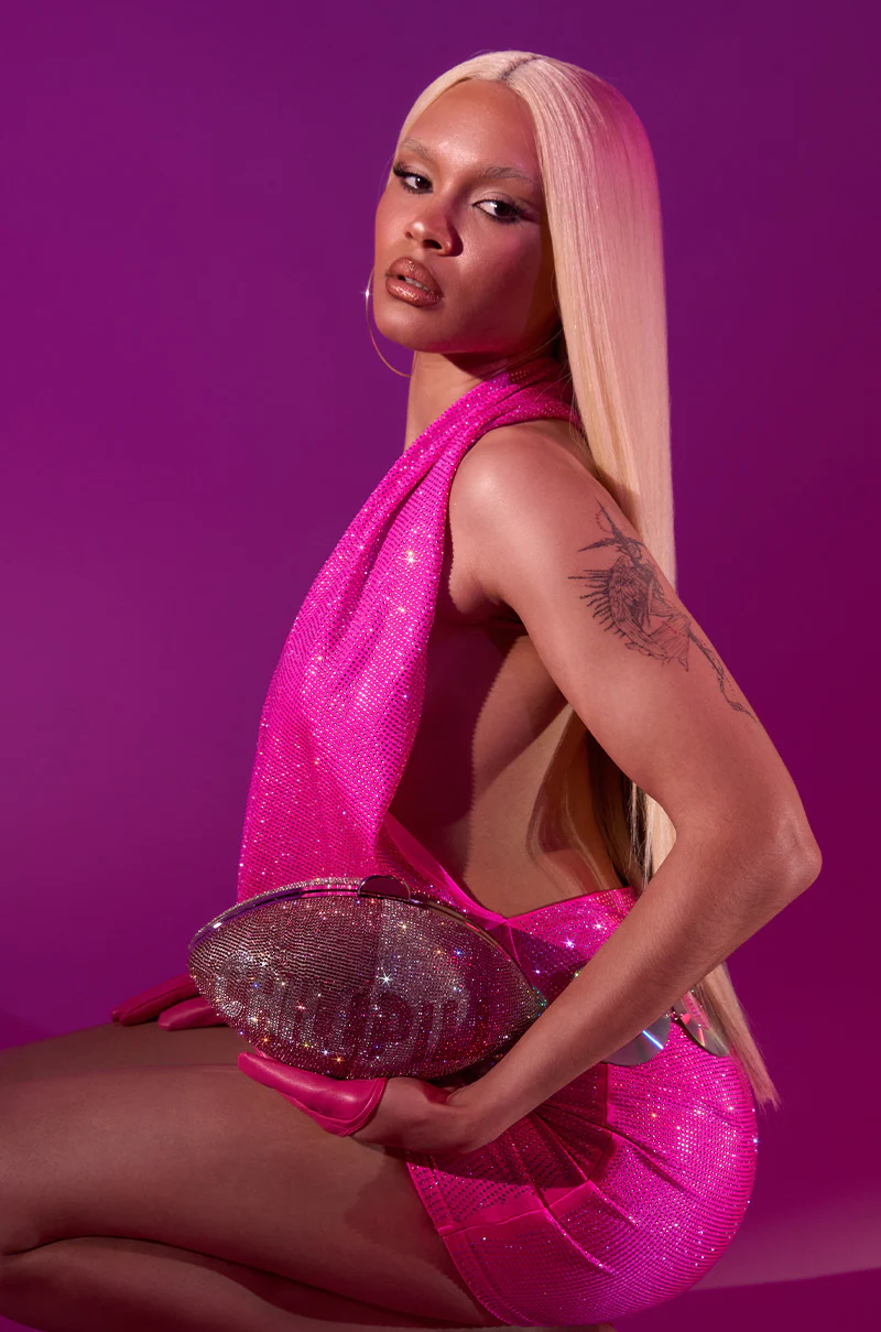 HEARTBREAKER RHINESTONE MINI DRESS IN PINK - Image 3