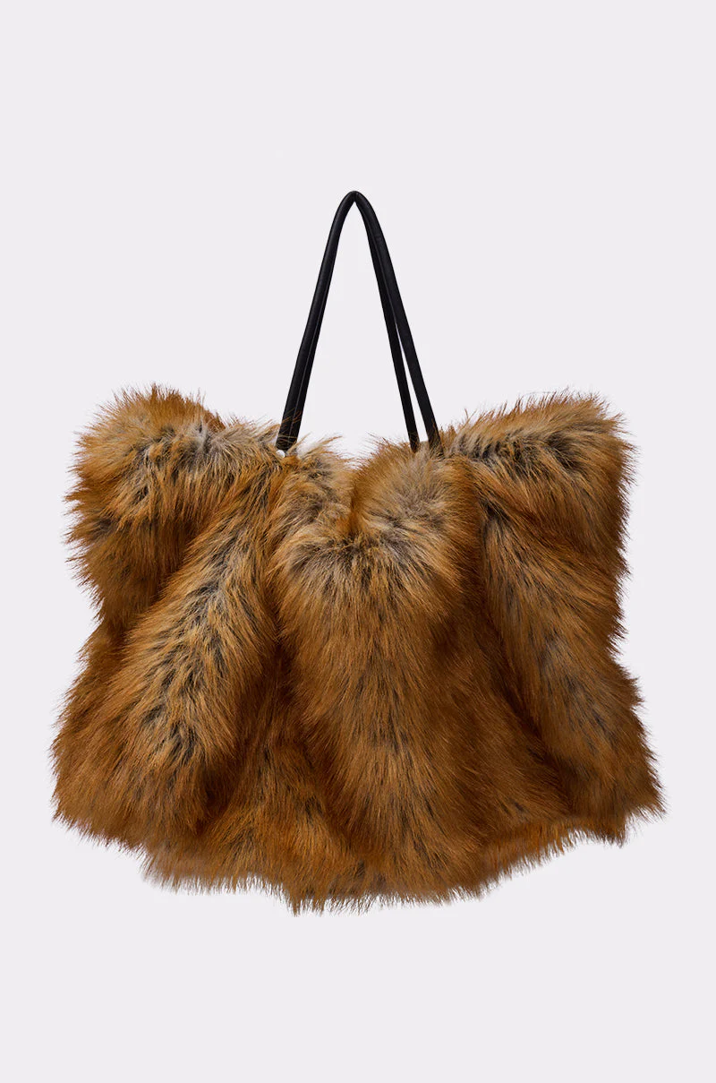 HERE FOR A GOOD TIME FAUX FUR TOTE - Image 3