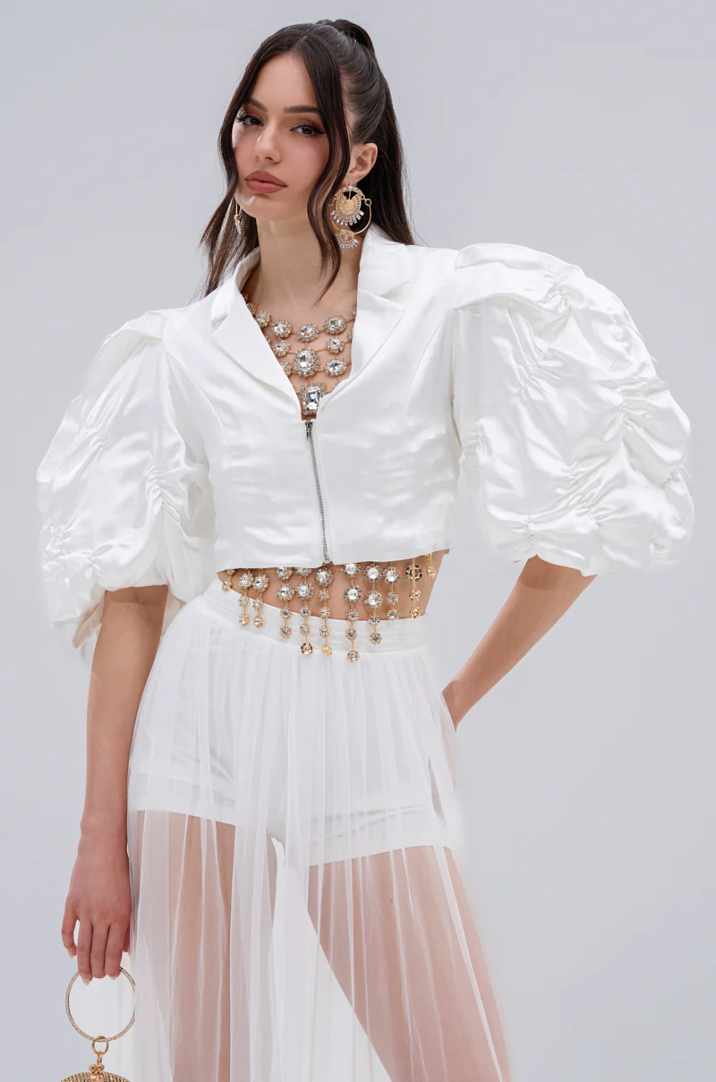 HERE FOR A GOOD TIME RUFFLE SLEEVE BLAZER - Image 2