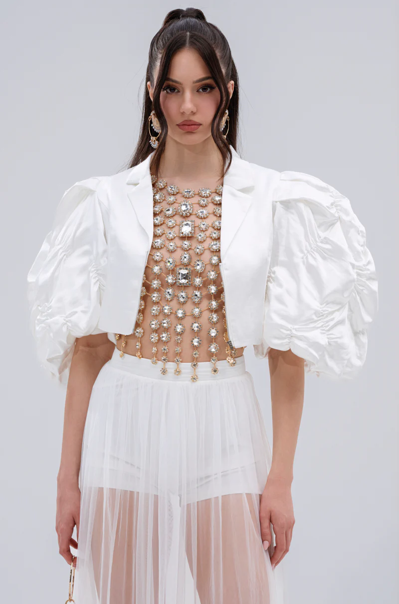HERE FOR A GOOD TIME RUFFLE SLEEVE BLAZER - Image 3