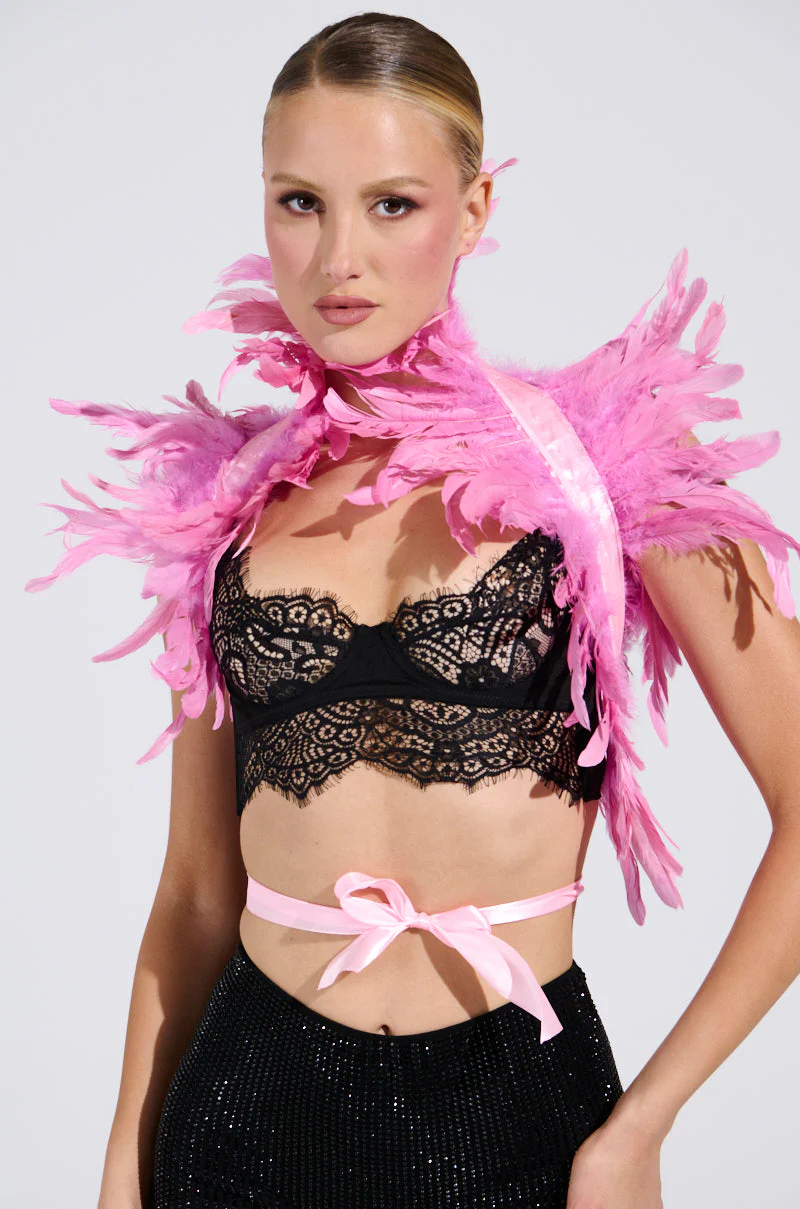 HERE FOR THE DRAMA FEATHER BOLERO - Image 2