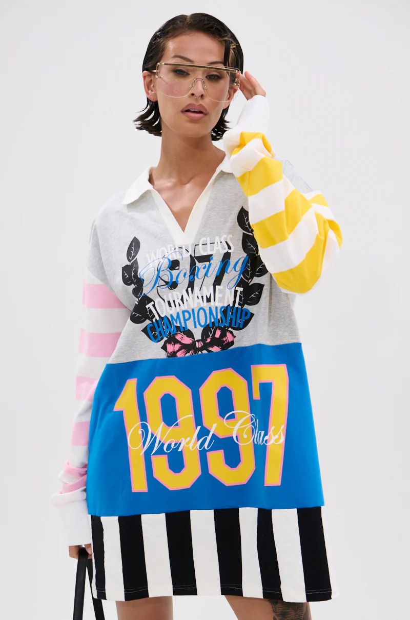 HERE FOR THE DRINKS PRINTED TSHIRT DRESS