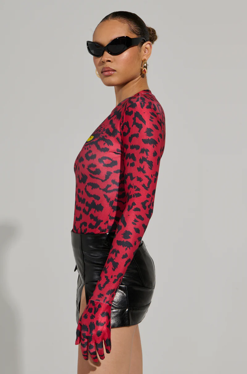 HERE KITTY GLOVED CHEEKY BODYSUIT IN BURGUNDY - Image 3