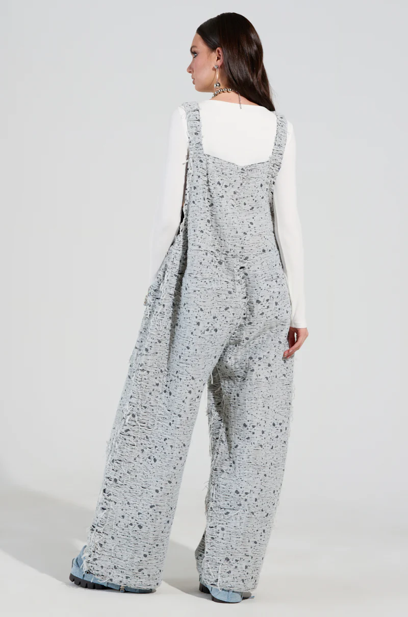 HERE TO SHRED DISTRESSED DENIM OVERALLS - Image 5