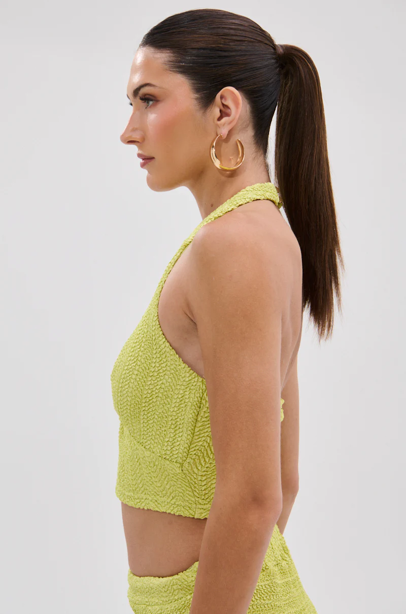HOLLYWOOD SLINKY TEXTURED BRALETTE IN GREEN - Image 4