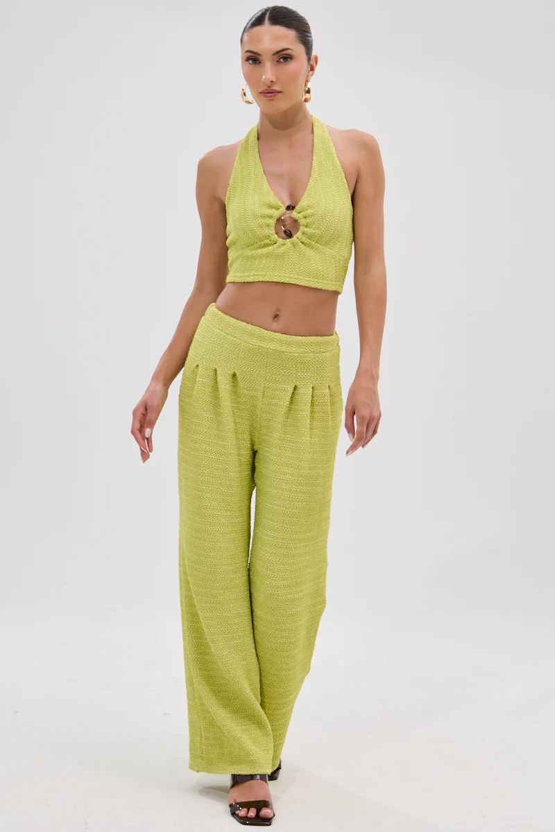 HOLLYWOOD SLINKY TEXTURED PALAZZO PANT IN GREEN - Image 6