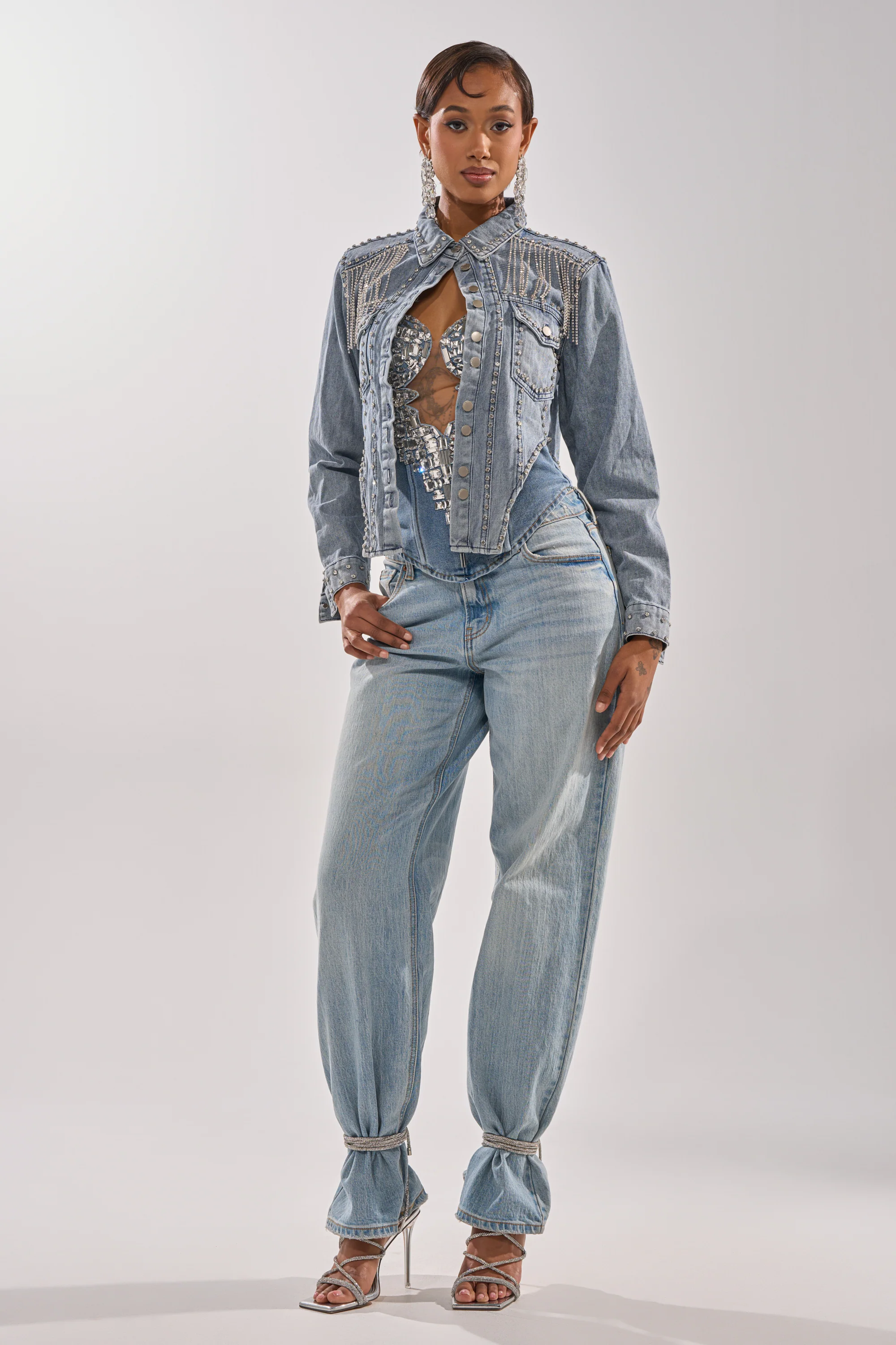 HOOKED ON YOU EMBELLISHED DENIM JACKET - Image 10