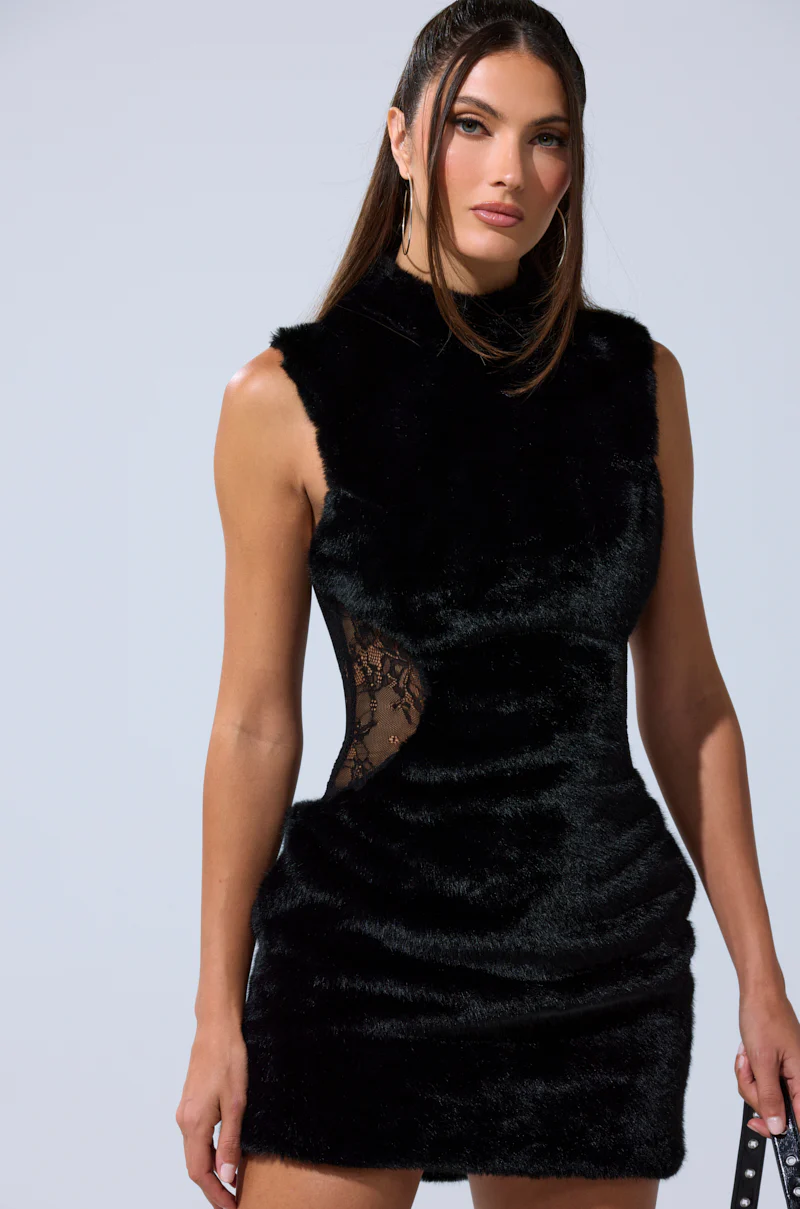 HOT GIRL LACE FUR MINI DRESS - Image 6