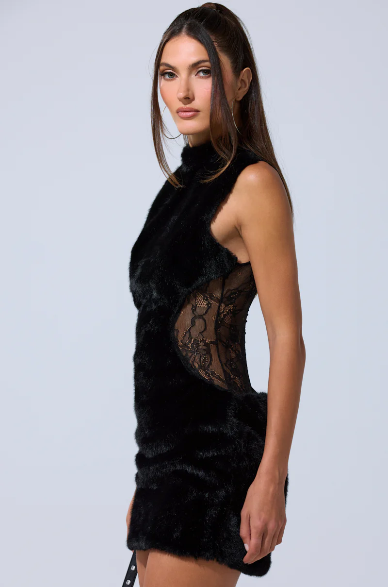 HOT GIRL LACE FUR MINI DRESS - Image 7