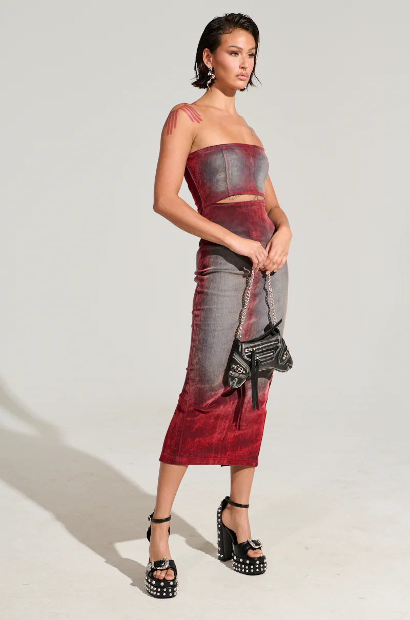 HOT STUFF DENIM MIDI DRESS - Image 3