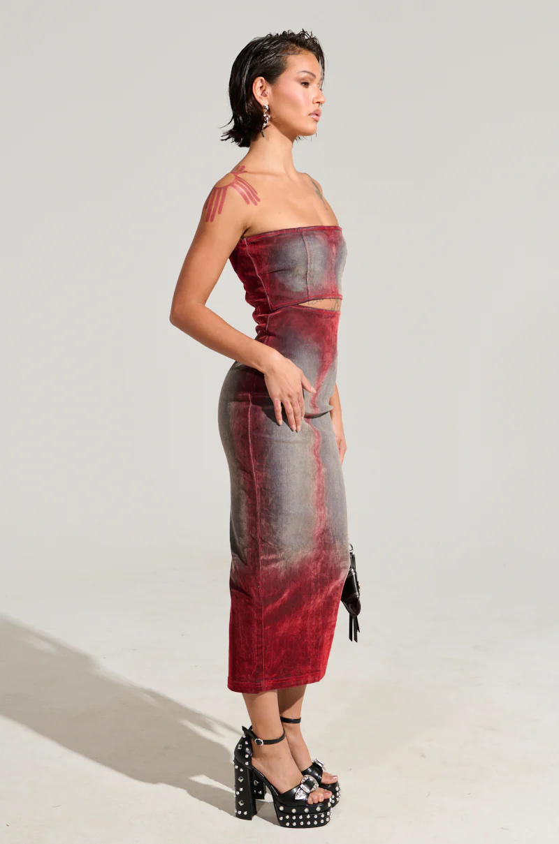 HOT STUFF DENIM MIDI DRESS - Image 4