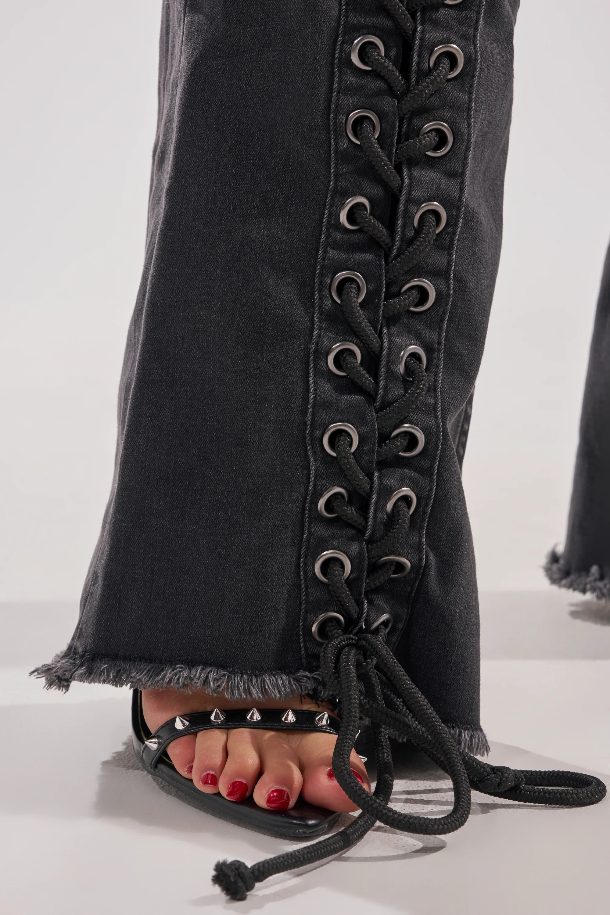 HOTTY LACE UP FLARE DENIM - Image 10