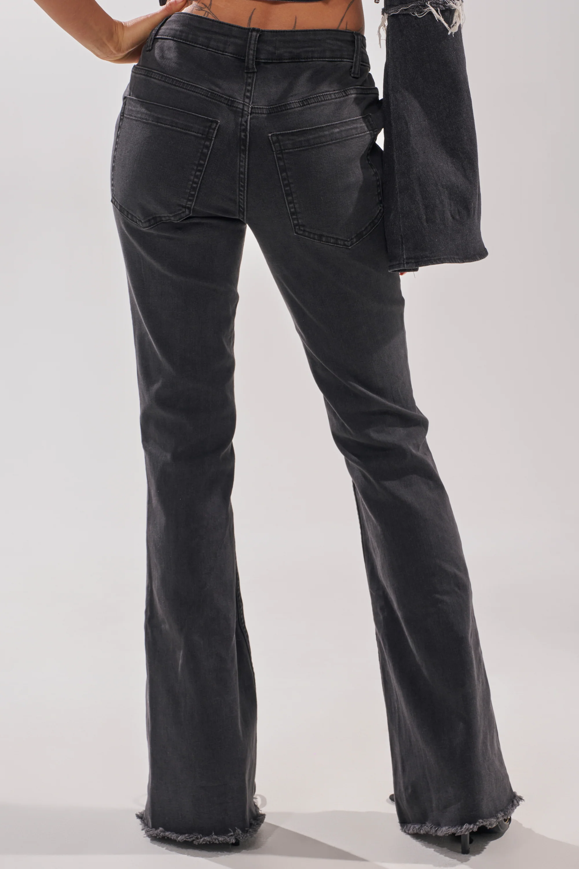 HOTTY LACE UP FLARE DENIM - Image 4