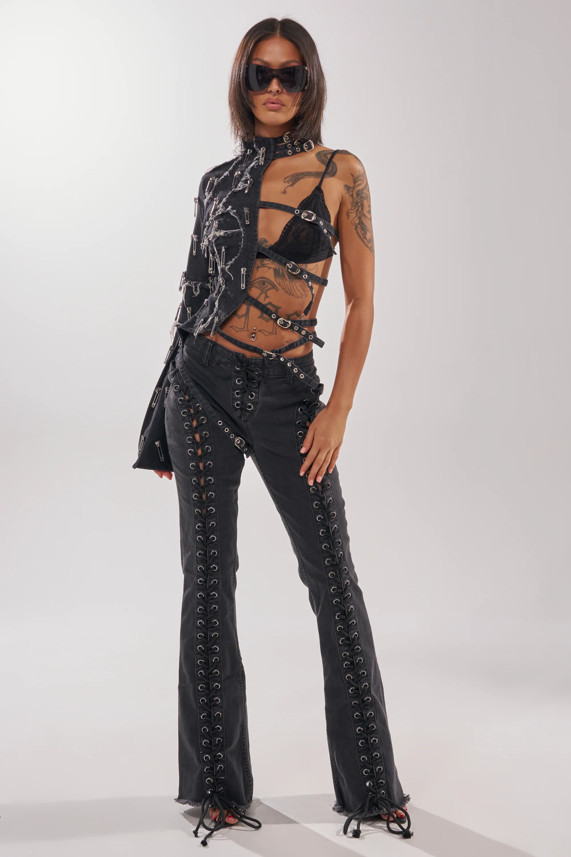 HOTTY LACE UP FLARE DENIM - Image 8