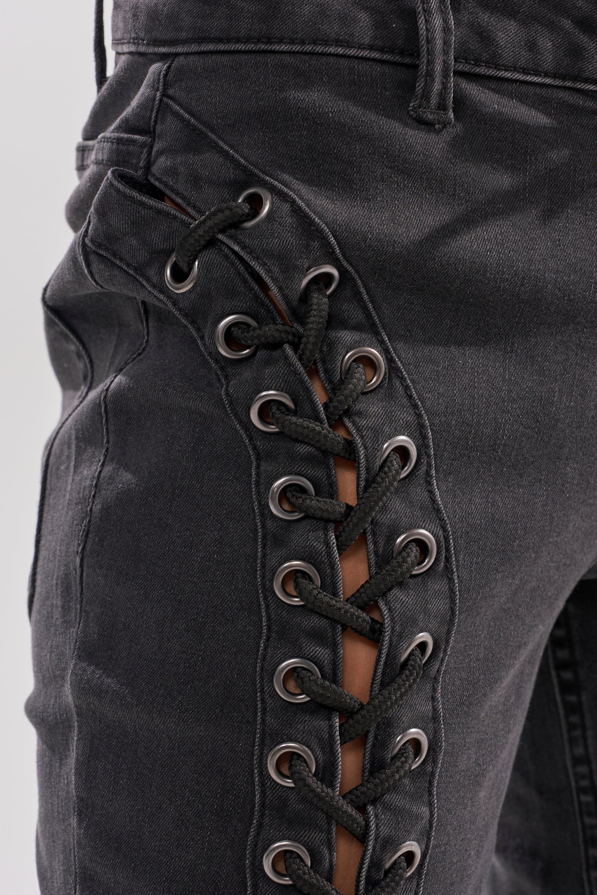 HOTTY LACE UP FLARE DENIM - Image 9