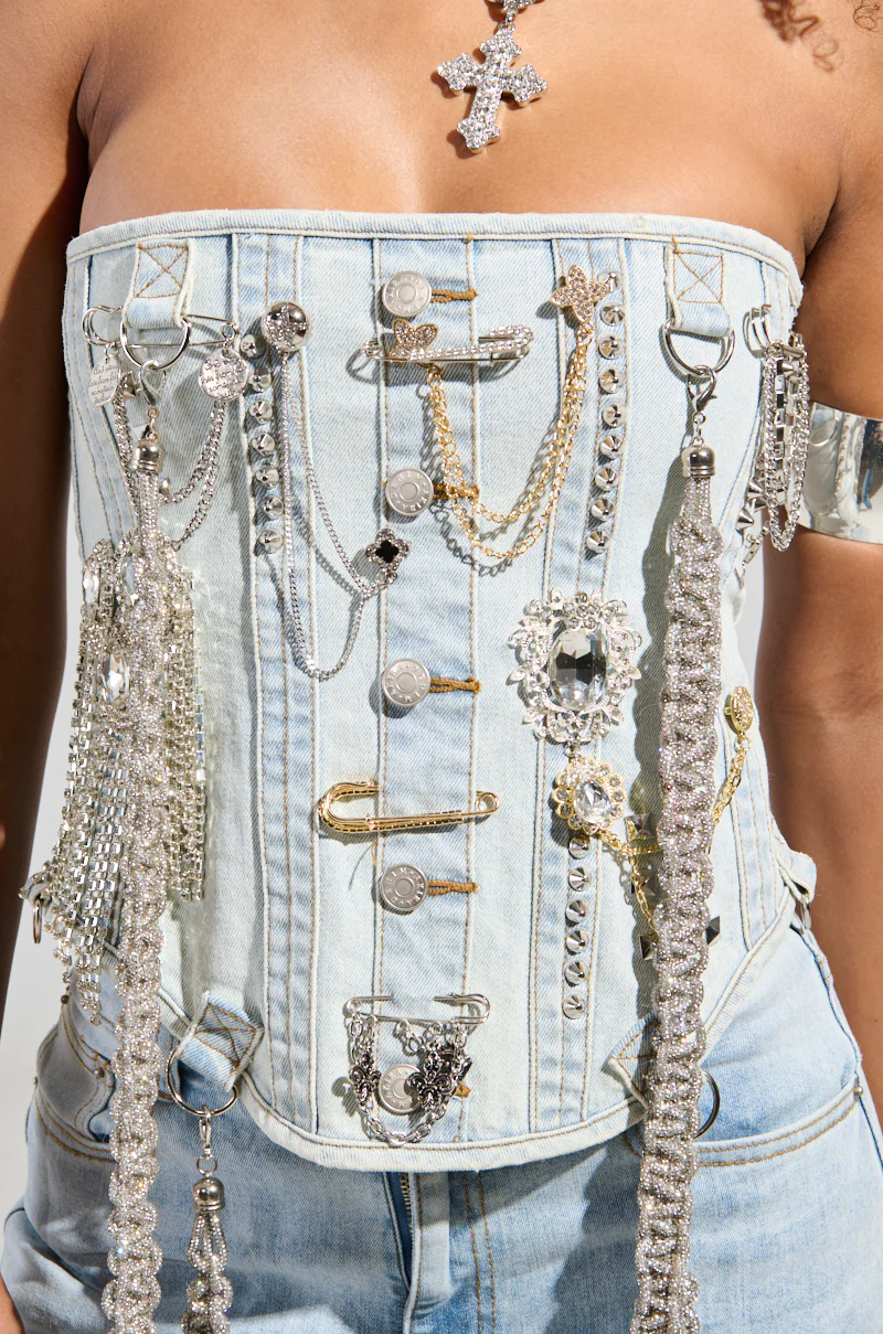 HOUDINI EMBELLISHED DENIM CORSET - Image 12