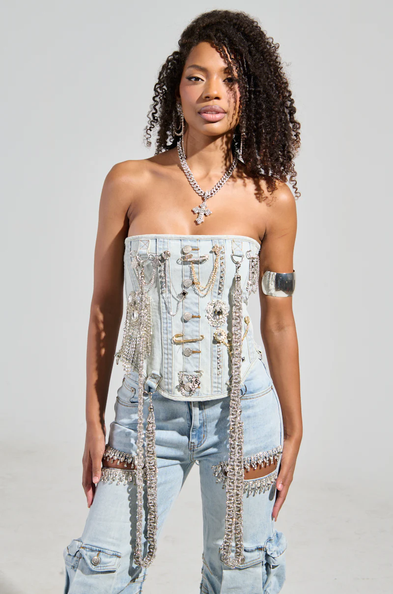 HOUDINI EMBELLISHED DENIM CORSET - Image 2